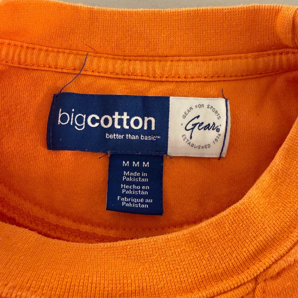 Tennessee Volunteers Sweatshirt Mens M BigCotton Crewneck Pullover Orange - Picture 3 of 6